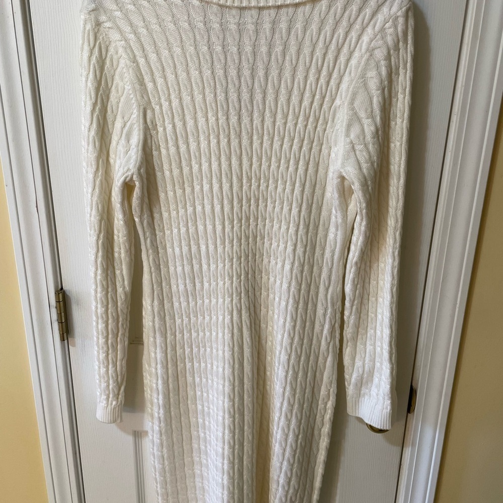 Calvin Klein Size L Cable Knit Sweater Dress Cream Toggle 🖤✨ - Picture 3 of 6